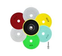 QUEFORET Disques de Polissage Diamant 8 Pièces - 6 Pièces 100mm Disques Poncage Marbre Humide (Grain 50/50/100/100/200/400), Plateau de Ponçage, Adaptateur pour Granit Quartz Pierre Artificielle