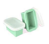 QUELIEN Plateau de congélation en silicone vert menthe avec couvercle, récipient de portion de 1 tasse en silicone sans BPA pour soupe, smoothies, bouillon, sauce, moule de congélation à détachement