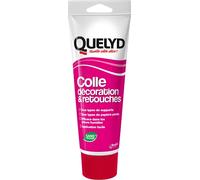 Quelyd Colle Papiers Peints Finitions et Retouches - Colle Raccord Papiers Peints - Colle Frises Papiers Peints et Décoration - Sans Solvant - Couleur : Blanc Crème - Tube 200 g