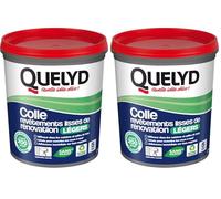 Quelyd Colle Revêtements Lisses de Rénovation Légers - Application Murale - Efficace en Cuisines et Salles de Bain - Tous Supports - 1 Pot 1 kg (Lot de 2)
