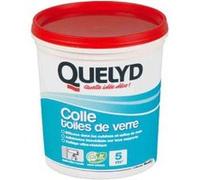 Quelyd Colle Toiles de Verre - Colle Fibres de Verre Prête à l'Emploi - Tous Supports Muraux - Toutes Pièces dont Cuisines et Salles de Bain - Sans Solvant - Pot de 1 kg (5 m²)