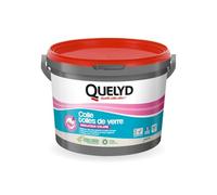 Quelyd Colle Toiles de Verre - Colle Avec Indicateur Coloré - Prête à l'Emploi - Tous Supports Muraux - Toutes Pièces dont Cuisines et Salles de Bain - Sans Solvant - Seau de 10kg (50m²)
