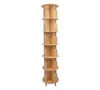 Quenoxo Bibliothèque rotative à 6 étages en bois massif | Étagère ronde avec pieds | Bibliothèque rotative pour bibliothèque, salon, bureau
