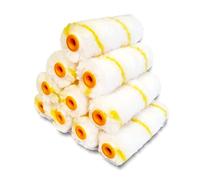 Quercos. Pack 10 Manchons Mini Rouleaux Pattes de Lapin rayées Jaune | Polyamide 11 cm | Peinture plinthes radiateurs surfaces lisses ou semi-lisses. Décoration murale plafond