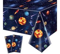 QUERICKY 2 Paquets de nappes de fête de l'espace, nappes de Table pour Le système Solaire, 130x220cm Planet Nappes pour Les Enfants, décor d'anniversaire sur Le thème de l'espace, étoiles et Galaxie