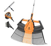 QUEST Râteau à feuilles, râteau métallique, manche télescopique, cueilleur de fruits, brosse à pavés - QUEST Gartensystem