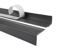 Quest Nez de marche autocollant 48 x 42 mm, en plastique PVC, profilé antidérapant pour nez de marche, PMW - gris foncé, 150 cm