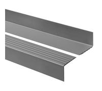 QUEST Nez de marche PVC 50x42 mm, profilé d'escalier RGP, antidérapant, protection d’escalier, gris foncé, 150 cm