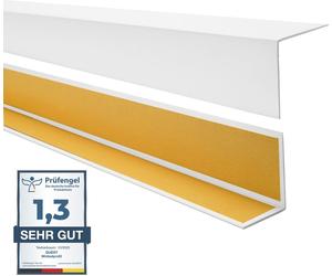 QUEST Profil angulaire décoratif en PVC dur auto-adhésif 35x35mm, 2m, protection des bords, blanc