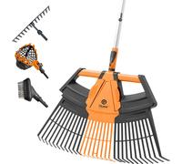 QUEST Râteau à feuilles, râteau métallique, manche télescopique, cueilleur de fruits, brosse à pavés - QUEST Gartensystem