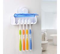 Queta Support 6 Brosse à Dents Rack Plastique Ventouse Brosse à Dents Tenant Etagère pour Salle de Bain