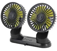 Queta Ventilateur de Voiture à Double Tête 5V Ventilateur de Refroidissement de Voiture avec Câble USB,3 Vitesse et Rotation à 360 Degrés,Réglable pour Véhicule/Bureau -Noir