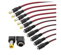 Queue de cochon 2,1x5,5 DC M/F 12V 25cm | Ensemble de câbles d'alimentation for caméra de sécurité CCTV(5 Male)