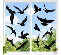 Qufiiry Autocollants Anti-Collision Oiseaux Fenêtre - 37 Pcs PVC Noir - Protection Porte Verre - Éviter les Chocs - Réutilisable - Pour Intérieur et Extérieur