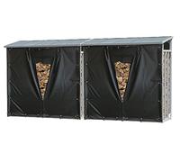 QUICK STAR 2 pièces Étagère en Aluminium pour Bois de cheminée 185 x 70 x 185 cm 4,6 m³ avec Protection Contre Les intempéries Noir