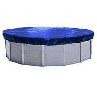 Couverture de piscine ronde pour piscines de 460 à 500 cm | Dimensions de la bâche : Ø 560 cm | Bleue | Bâche de piscine été et hiver | Bâche de protection 200 g/m² PE | Couverture doublement enduite