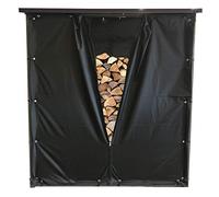 QUICK STAR Ensemble de Protection Contre Les intempéries Mur Avant et arrière PVC Noir pour Support de Bois de Chauffage XXL 185x70x185 cm