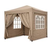 QUICK STAR Gazebo Pop-Up 2,5 x 2,5 m Beige avec 4 parois latérales Ruban de Fixation Facile avec 2 Fermetures éclair