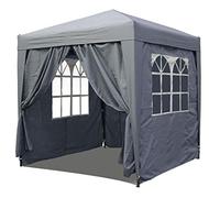 QUICK STAR Gazebo Pop-Up 2 x 2 m Gris fumé avec 4 parois latérales Easy Fastening avec 2 Fermetures éclair