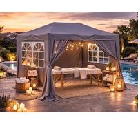 QUICK STAR Gazebo Pop-up 2 x 3 m Gris fumé avec 4 parois latérales Easy-Klett 2 avec Fermetures éclair