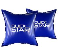 QUICK STAR Lot de 2 coussins de piscine carrés 120 x 120 cm bleus - 4 cordes et valve de sécurité - 2 kits de réparation - PVC 0,44 mm - Coussin de piscine d'hiver avec double couture - Coussin d'air