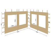 Quick Star Lot de 2 parois latérales en Polyester avec fenêtre 300 x 195 cm pour pavillon 3 x 3 m Paroi latérale Beige imperméable