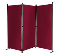 QUICK STAR Paravent 170 x 165 cm Séparateur de Tissu Jardin en 3 Parties Pliable Balcon Écran de confidentialité partition Rouge Rubis