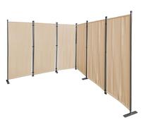 QUICK STAR Paravent 340 x 165 cm Séparateur de Tissu Jardin en 6 Parties Pliable Balcon Écran de confidentialité partition Beige