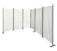 QUICK STAR Paravent 340 x 165 cm Séparateur de Tissu Jardin en 6 Parties Pliable Balcon Écran de confidentialité partition Blanc