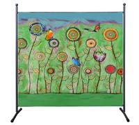 QUICK STAR Paravent d'extérieur résistant aux intempéries 180 x 178 cm Green Flowers | Cloison de séparation intérieure | Jardin et balcon - Brise-vue opaque