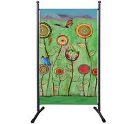 QUICK STAR Paravent extérieur résistant aux intempéries - 180 x 78 cm - Fleurs vertes - Séparateur de pièce intérieur - Brise-vue pour jardin et balcon - Opaque