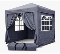 QUICK STAR Quickstar Tonnelle Pop-up 2 x 2 m Gris fumé avec 4 parois latérales Easy-Klett 2 avec Fermetures éclair.