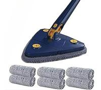 Quickclean-Balai Essoreur Rotatif pour Un Nettoyage À 360° des Sols, Murs Et Plafonds (Blue+5 Chiffons)