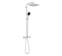 Quickfix Colonne de douche thermostatique XXL Cube 250 + Douchette 2 jets, Chrome (26696022)