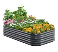 Quictent Jardinière surélevée en métal 240 x 120 x 45 cm - Très large - Résistant aux intempéries - Jardinière pour légumes - Jardinière précoce - Kit de plate-bande surélevée pour jardin - Gris
