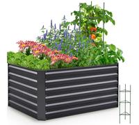 Quictent Potager surélevé en métal 120 x 90 x 56 cm, potager sans fond pour jardin, bac à légumes, châssis de culture avec cages à tomates, gris