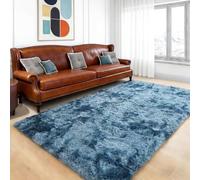 QUINZI Tapis à Poils Longs Modernes Moelleux Doux pour Chambre à Coucher, Salon, Chambre d'enfant, Tapis à Poils Longs antidérapants en Fourrure synthétique（Bleu，180x270cm）