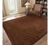 QUINZI Tapis de Salon, de Chambre à Coucher - Doux et Moelleux - Antidérapant et Lavable - Café - 120 x 180 cm
