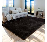 QUINZI Tapis de Salon, de Chambre à Coucher - Doux et Moelleux - Antidérapant et Lavable - Noir - 160 x 230 cm