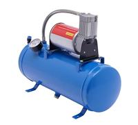 QUIOTUIR Compresseur à Air 6L 8Bar Compresseur d'Air Portable 12V Compresseur Électrique avec Manomètre et 3.8m Tuyau Compresseur d'Air Sans Huile pour Réparation Automobile Gonflage Pneus