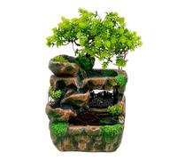 QUIOTUIR Fontaine D’intérieur Petit Desktop Cascade Nature Effet Pierre avec Lumière LED Coloré et Pompe à Eau pour Décorations Salon, Salle de Méditation, Salle de Conférence, 18x15x30cm