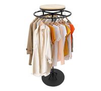 QUIOTUIR Portant à Vêtements Rotatif 360° Portant a Vetement en Acier Penderie Vetement Dressing Rond Porte Manteau sur Pieds pour Boutique Rangement Moderne Présentoir Vêtements, 60x140cm