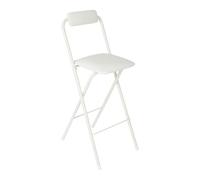QUIOTUIR Tabouret de Bar Pliants 70 cm Hauteur avec Dossier et Coussin Rembourré Chaise Haute Pliable Ultra-Fin 70mm Capacité 125kg Acier Carbone Anti-Rouille Tabouret Bar Cuisine Moderne (Blanc)