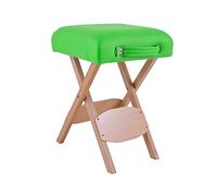 QUIRUMED Tabouret Pliant en Bois avec Assise, revêtement Vert Pistache, Multi-usages, Table auxiliaire, Repose-Pieds, Simili Cuir, transportable, jusqu'à 100 kg, 33 x 33 x 48