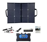 QuivyLivy Chargeur de panneau solaire pliable 50 W - Kit d'alimentation monocristallin portable avec USB C .0 pour camping, randonnée, générateur extérieur, station de charge de batterie, résistant à