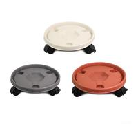QuivyLivy Plateau roulant rond robuste avec roulettes 260 mm pour grands pots, arbres, tonneaux - Base en résine robuste - Rotation à 360 degrés - Pour intérieur et extérieur - Blanc
