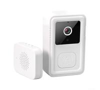 QuivyLivy Sonnette vidéo HD sans fil pour maison intelligente - Interphone bidirectionnel, visions nocturnes, changeur de voix, portée de 150 m, sonnette de sécurité WiFi extérieure (noir/blanc)