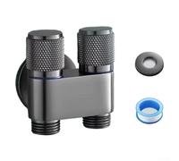 QuivyLivy Vanne d'angle à double commande G1/2 - Robinet à deux sorties pour machine à laver - Répartiteur de bidet - Pulvérisateur - Double prise - Contrôleur d'eau en alliage - Robinet d'arrêt (gris