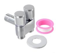 QuivyLivy Vanne d'angle à double commande G1/2 - Robinet à deux sorties pour machine à laver - Répartiteur de bidet - Pulvérisateur - Double prise - Contrôleur d'eau - Robinet d'arrêt en alliage