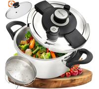 QUIXO Autocuiseur 4L VitaSmart Cocotte Minute Induction | Fermeture QuickSafe avec Signal de cuisson NutriBoost (4L Set + Couvercle verre)